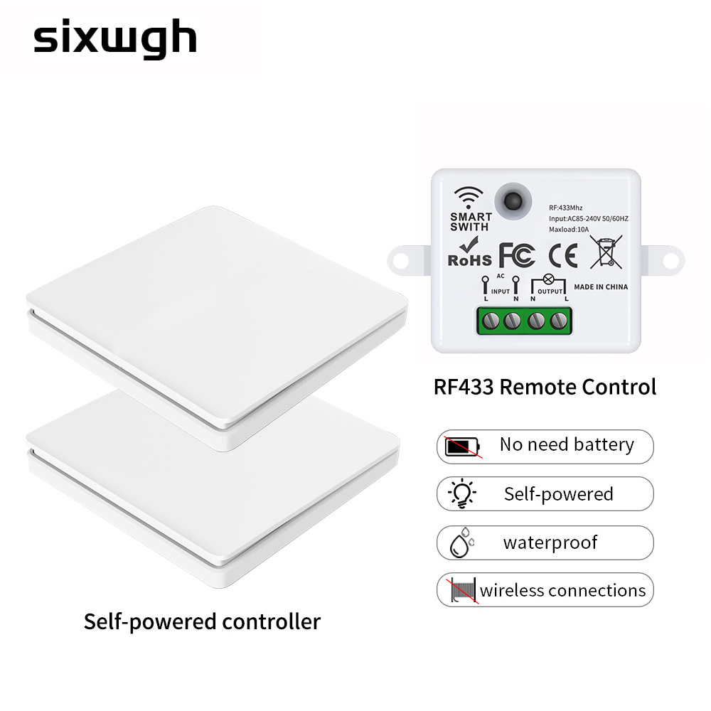 Home Automation Diy - Sixwgh Smart Draadloze Schakelaar RF433Mhz Self-Powered